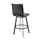Armen Living Jermaine 26" Counter Height Swivel Bar Stool in Matt Black Finish with Gray Faux Leather 721535762002 - alternate 2